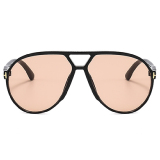Casual Large Square Frame Sunset Gradient Lenses Metal Gradient Women Sunglasses