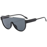One Piece Flat Top Half Frame Oversized Large Sun Glasses