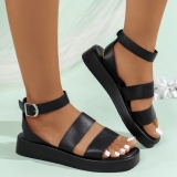 Casual Double Band Open Toe Ankle Strap Sandals Round Comfortable Out Door Shoes