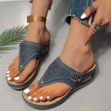 Wedge Heel Thick Soled Flip Flops Open-Toe Sandals