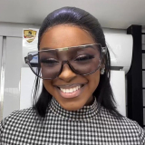 One Piece Flat Top Half Frame Oversized Large Sun Glasses