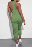 Sportwear Casual Sleeveless V Neck Pocket Loose Harem Leg Cami Jumpsuits