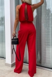 Sleeveless Half A Turtleneck Cut Out Formal Party Evening Office Lady Wide Leg Jumpsuits