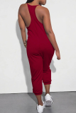 Sportwear Casual Sleeveless V Neck Pocket Loose Harem Leg Cami Jumpsuits