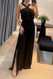 Sleeveless Backless V Neck Formal Party Evening Vacation Wide Leg Halter Jumpsuits