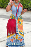 Casual Floral Print Backless Spaghetti Strap Floor Length Vacation Baggy Sundress Slip Maxi Dress