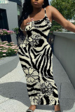 Casual Graphics Print Backless Spaghetti Strap Long Vacation Plus Size Bodycon Maxi Slip Dresses
