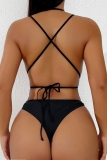 Sleeveless Backless Hollow Out Belted One Piece Swimsuit Vacation Beach Swimwear