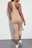 Sportwear Casual Sleeveless V Neck Pocket Loose Harem Leg Cami Jumpsuits