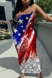 Casual Graphics Print Backless Spaghetti Strap Long Vacation Plus Size Bodycon Maxi Slip Dresses