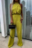 Sleeveless Half A Turtleneck Cut Out Formal Party Evening Office Lady Wide Leg Jumpsuits