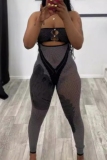 Backless Strapless Cut Out Mesh Night Club Skinny Tube Top Jumpsuits