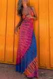 Casual Ombre Print Sleeveless Backless U Neck Long Vacation Bodycon Maxi Tank Dresses