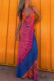 Casual Ombre Print Sleeveless Backless U Neck Long Vacation Bodycon Maxi Tank Dresses