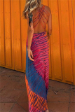 Casual Ombre Print Sleeveless Backless U Neck Long Vacation Bodycon Maxi Tank Dresses