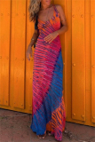 Casual Ombre Print Sleeveless Backless U Neck Long Vacation Bodycon Maxi Tank Dresses