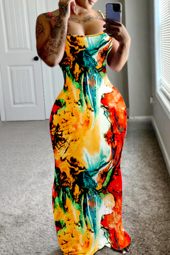 Casual Solid Patchwork Backless Spaghetti Strap Sling Dresses