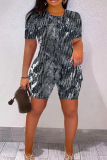 Casual Graphics Print O Neck Short Sleeve Oversize T Shirt And Shorts Two Pieces Shorts Set