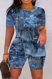 Casual Graphics Print O Neck Short Sleeve Oversize T Shirt And Shorts Two Pieces Shorts Set