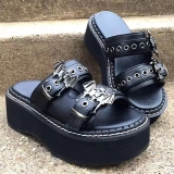 Punk Style Peep Toe Bat Wing Platform Slide Sandals
