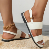 Double Strap Flat Open Toe Beach Flat Sandals