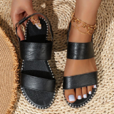 Double Strap Flat Open Toe Beach Flat Sandals