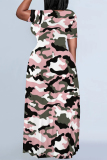 Casual Camouflage Print Animal Patchwork O Neck Printed Dresses