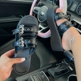 Punk Style Peep Toe Bat Wing Platform Slide Sandals