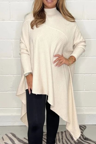 Casual Long Sleeve Turtleneck Irregular Hem Sweater Casual Long Sleeve Turtleneck Irregular Hem Sweater