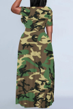 Casual Camouflage Print Animal Patchwork O Neck Printed Dresses