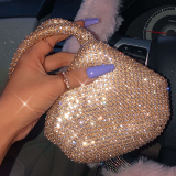 Wedding Bridal Glitter Rhinestone Mini Bag Triangle Handbag Bling Crystal Evening Clutch Bag Purse