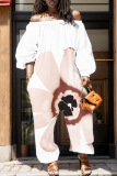 Casual Floral Print Off Shoulder Long Sleeve Pockets Harem Jumpsuits