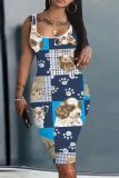 Casual Graphics Print U Neck Sleeveless Vacation Bodycon Midi Tank Dress