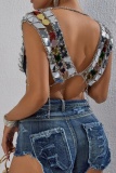 Sexy Club Backless Wire Crystal Dancing Chains Bra Crop Tops