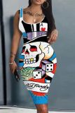 Casual Graphics Print U Neck Sleeveless Vacation Bodycon Midi Tank Dress