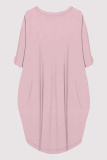 Casual Figure Print O Neck Long Sleeve Pocket Loose Midi T-shirt Dresses