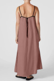 Casual Sleeveless Backless Spaghetti Strap Long Loose Vacation Cotton Linen Maxi Slip Dresses