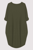 Casual Figure Print O Neck Long Sleeve Pocket Loose Midi T-shirt Dresses