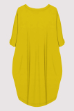 Casual Figure Print O Neck Long Sleeve Pocket Loose Midi T-shirt Dresses