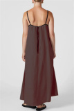 Casual Sleeveless Backless Spaghetti Strap Long Loose Vacation Cotton Linen Maxi Slip Dresses