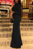 Formal O Neck Long Sleeve Ruched Mermaid Hem Long Party Evening Bodycon Maxi Dress
