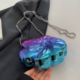 Casual Colourful Flower Shaped Chain Crossbody Bag Y2K Style Theme Party Shoulder Bag