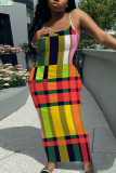 Casual Graphics Print Backless Spaghetti Strap Long Vacation Plus Size Bodycon Maxi Slip Dresses