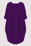 Casual Figure Print O Neck Long Sleeve Pocket Loose Midi T-shirt Dresses