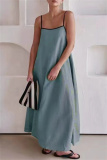 Casual Sleeveless Backless Spaghetti Strap Long Loose Vacation Cotton Linen Maxi Slip Dresses