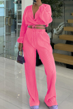 Casual Textured Deep V Neck Long Sleeve Front Tie Crop Tops And Straight Leg Pants Vacation Two Pieces Trouser Sets