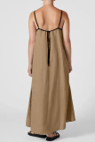 Casual Sleeveless Backless Spaghetti Strap Long Loose Vacation Cotton Linen Maxi Slip Dresses
