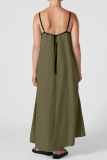 Casual Sleeveless Backless Spaghetti Strap Long Loose Vacation Cotton Linen Maxi Slip Dresses