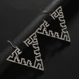 Casual Rhinestone Decor V-Shaped Hoop Earrings