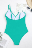 Flowers Decor Sleeveless Backless One Piece Swimsuit Vacation Beach Swimwears